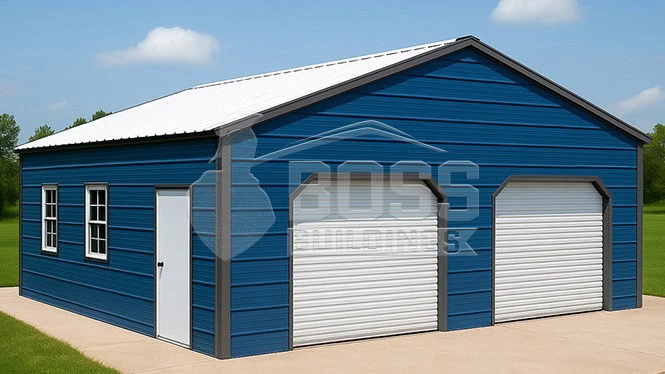 30'x20'x10' Metal Garage with Roll-Up Doors & Windows
